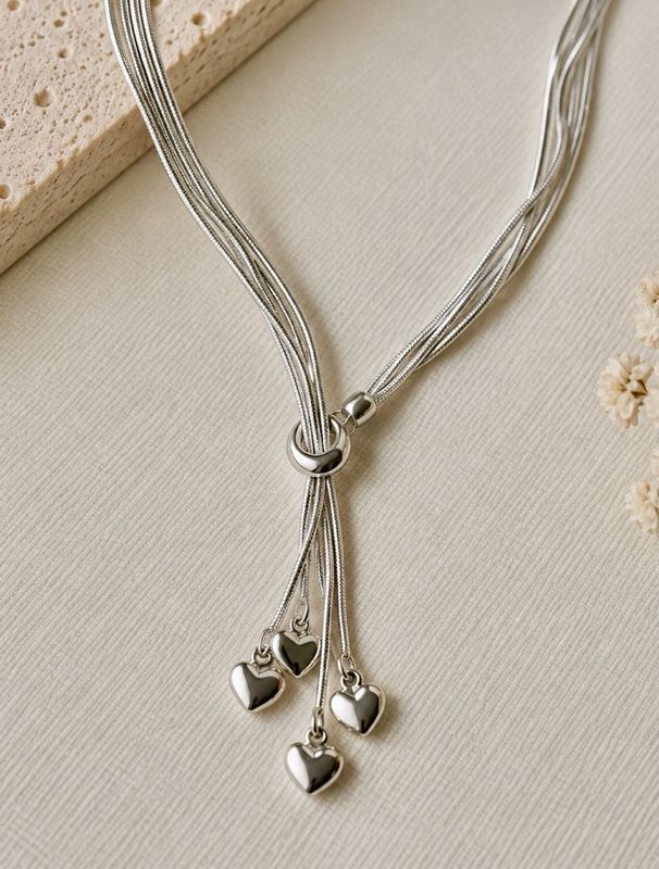 COLGANTE 3 CORDONES CON CORAZONES plata 925