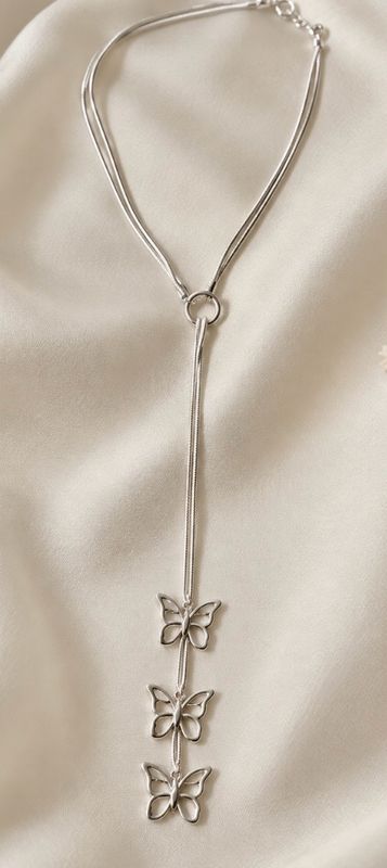 COLGANTE 3 CORDONES CON MARIPOSAS EN PLATA 925