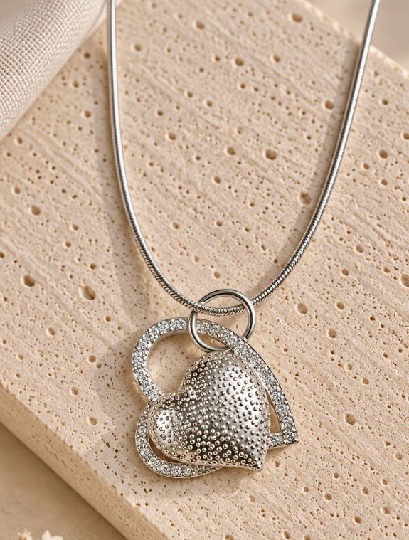 COLGANTE 2 CORAZONES,Plata 925