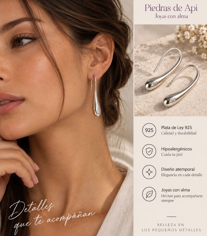 PENDIENTES GOTA,Plata 925