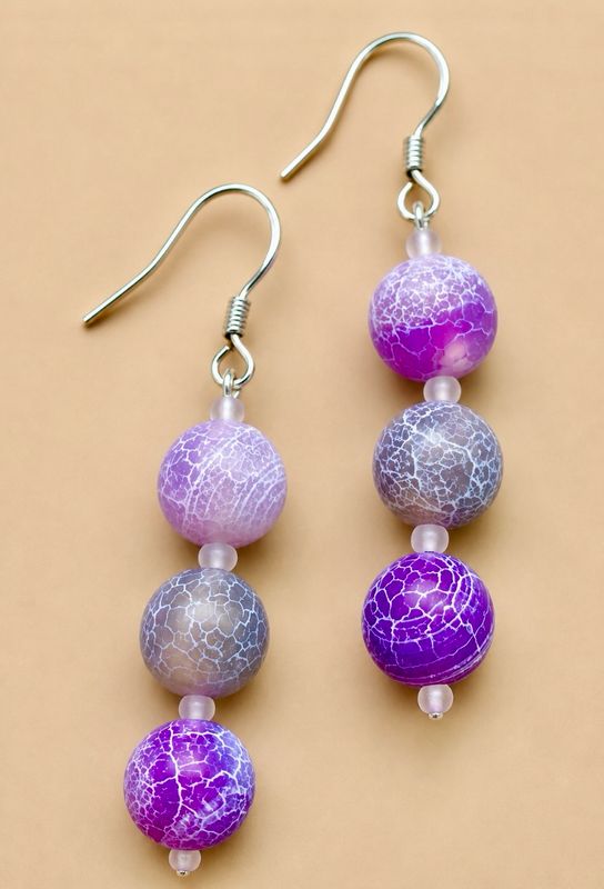 PENDIENTES 3 BOLAS CUARZO ROSA