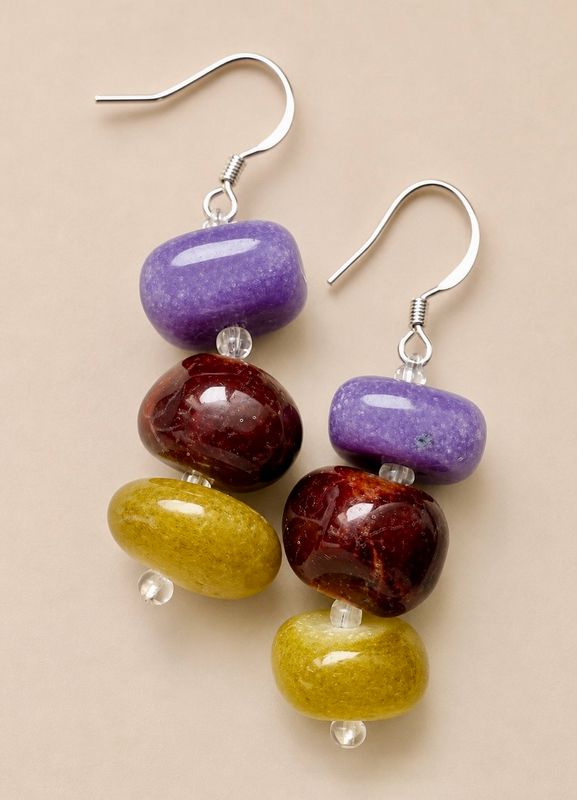 PENDIENTES 3 CUARZOS DE COLOR