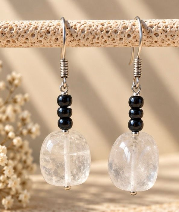 PENDIENTES DE CUARZO TRANSPARENTE