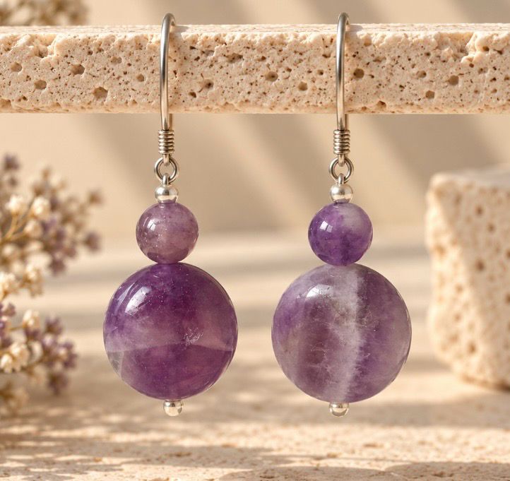 PENDIENTES CIRCULARES DE AMATISTA