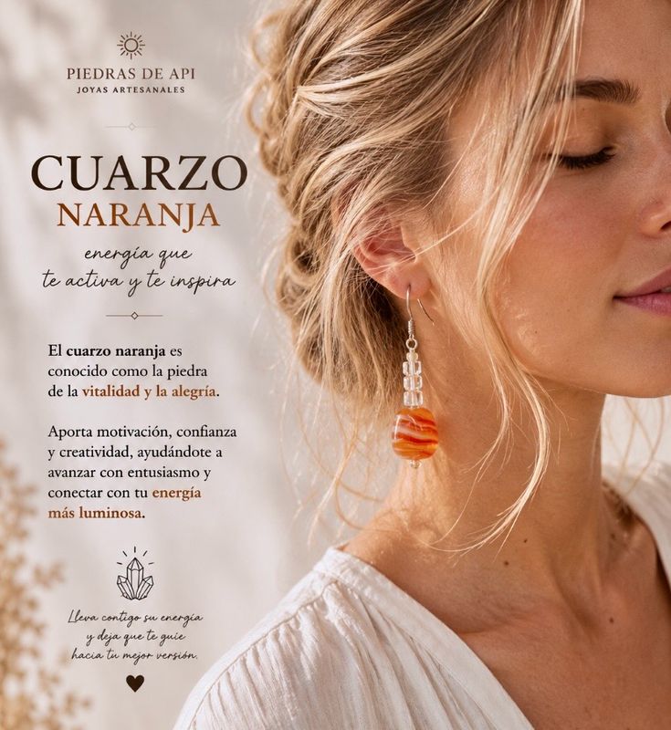 PENDIENTES DE CUARZO NARANJA