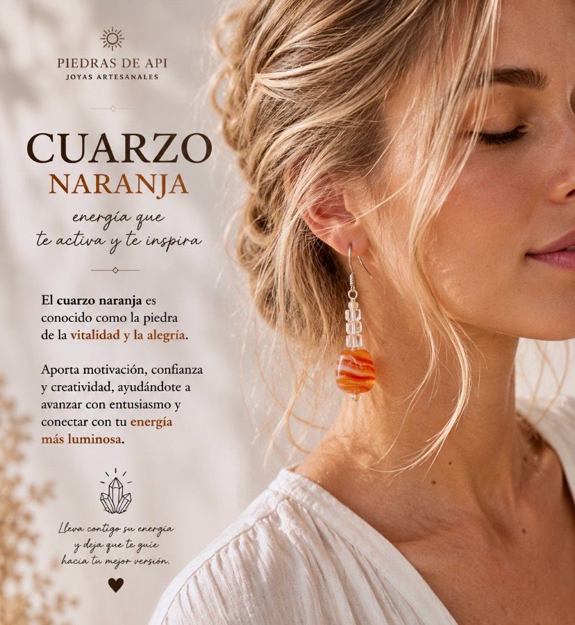 PENDIENTES DE CUARZO NARANJA