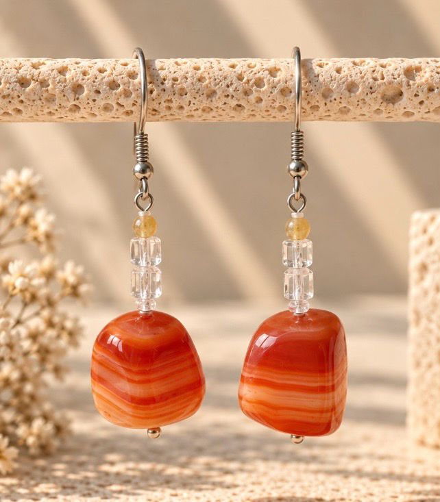 PENDIENTES DE CUARZO NARANJA