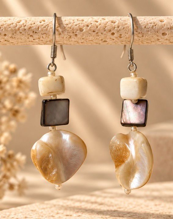 PENDIENTES DE NÁCAR NATURAL