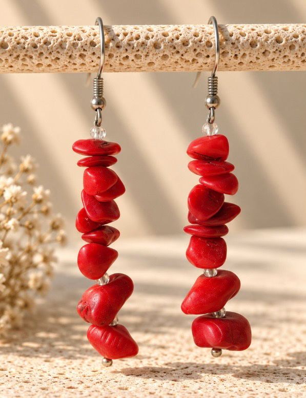 PENDIENTES LARGOS DE CORAL