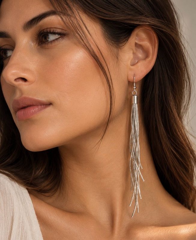 Pendientes de flecos en plata.