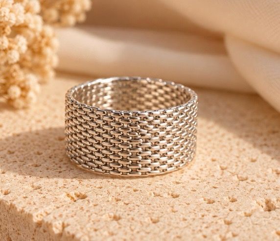 Anillo malla.PLATA 925.