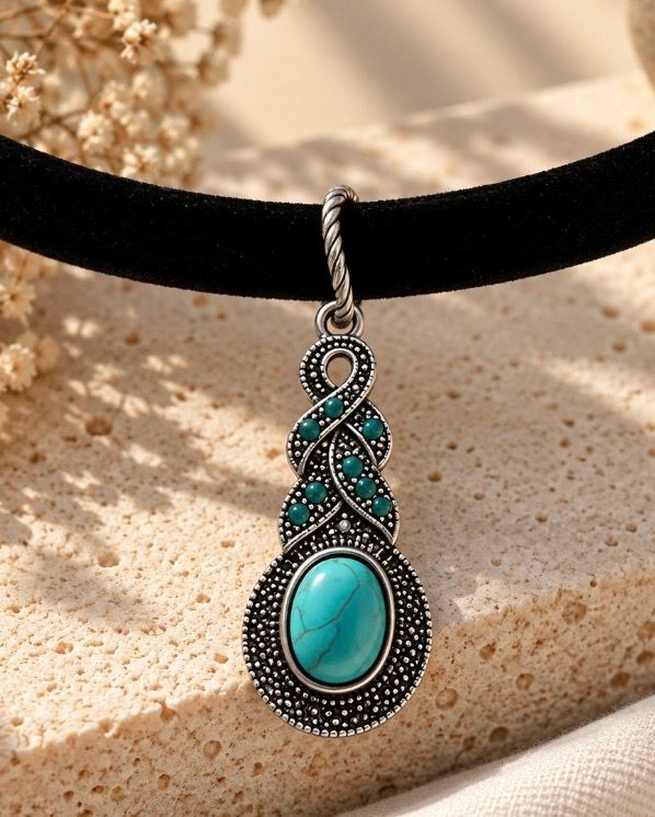 Chocker  ovalado turquesa.