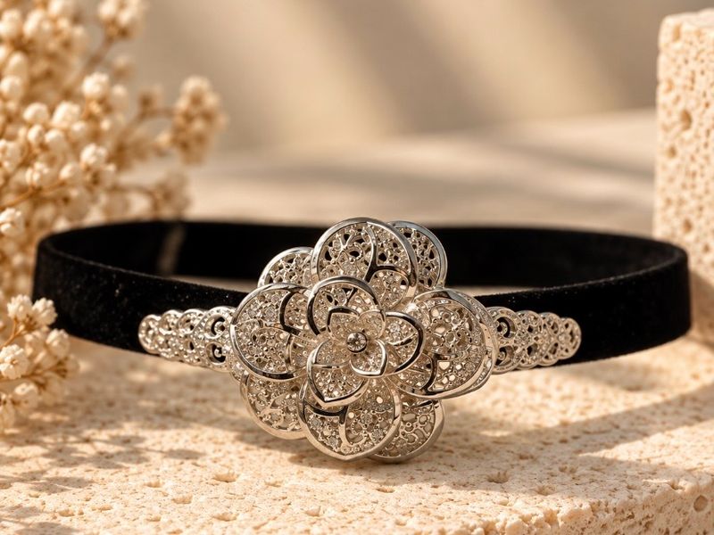 Chocker de flor de plata.
