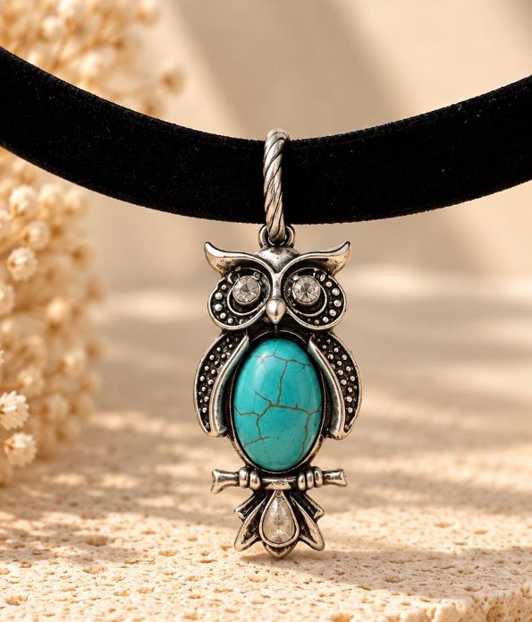 Chocker de Búho con turquesa.