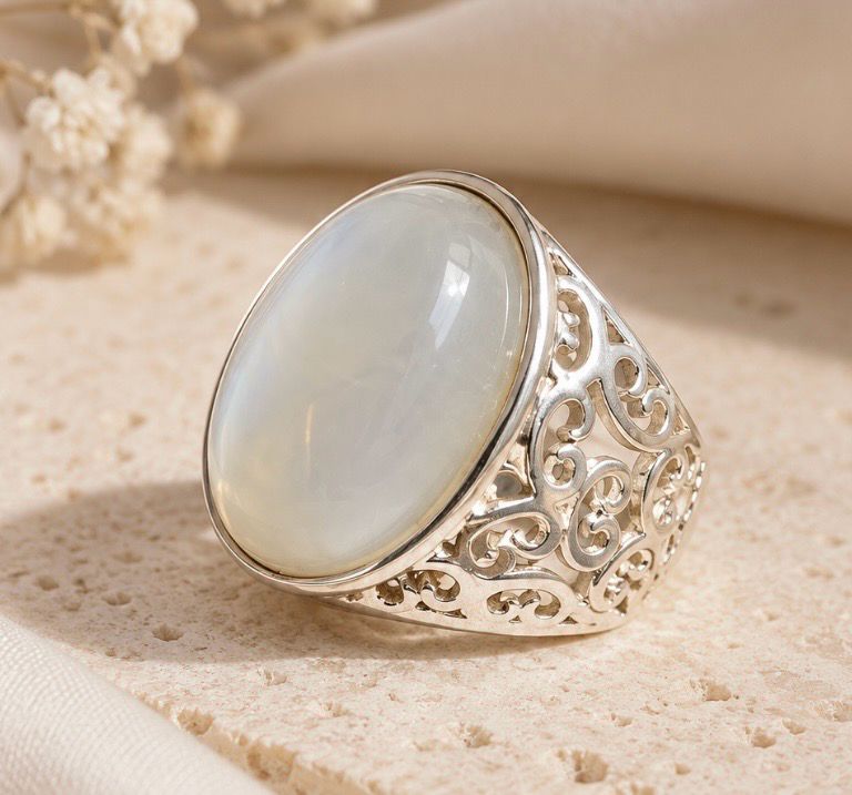 Anillo de plata 925 y cuarzo de luna.