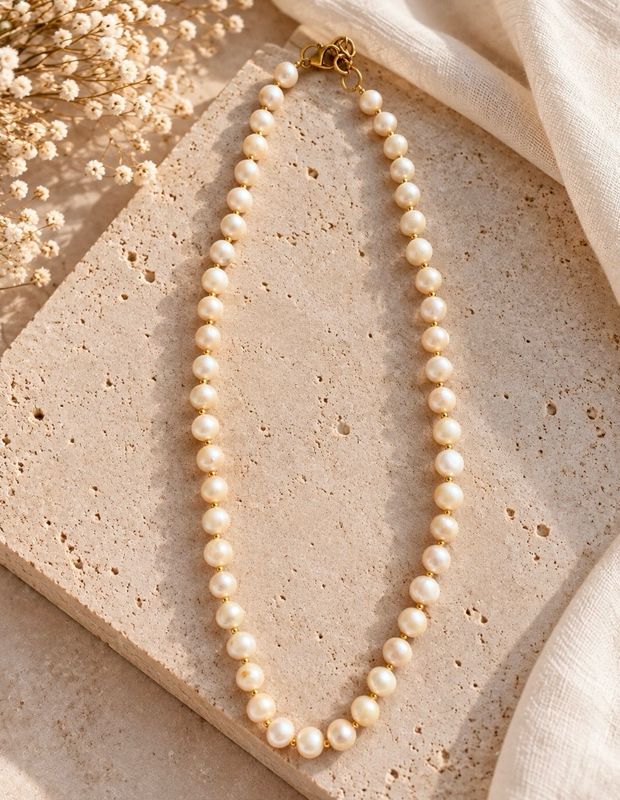 Collar de perlas naturales.