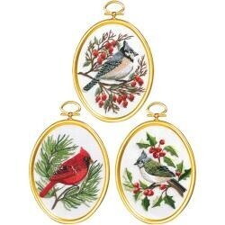 Janlynn Embroidery #004-0861 Winter Birds set of 3 3"x4"