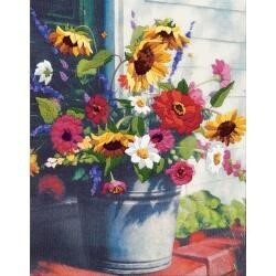 Dimensions #1534 Crewel Embroidery Kit Bucket of Flowers