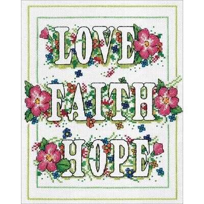 Design Works Cross Stitch Kit #3371 Love ,Faith, Hope