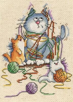 Design Works #2870 Counted Cross Stitch Kit 5"x7" (Yarn Cats)