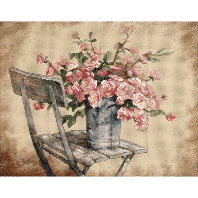 Dimensions Cross Stitch Kit #35187 Roses on White Chair