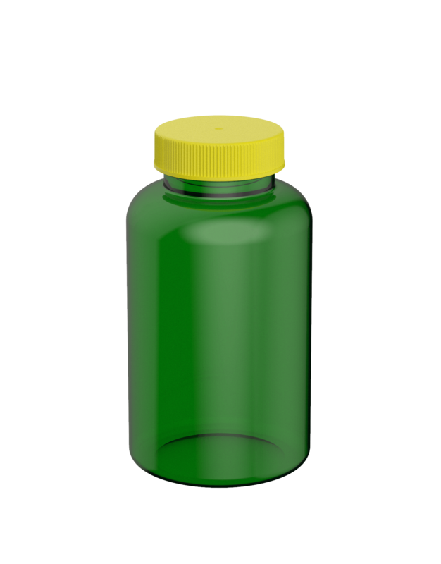 PET & rPET Round Pharmaceutical Bottle, 200cc, Neck Finish 38mm