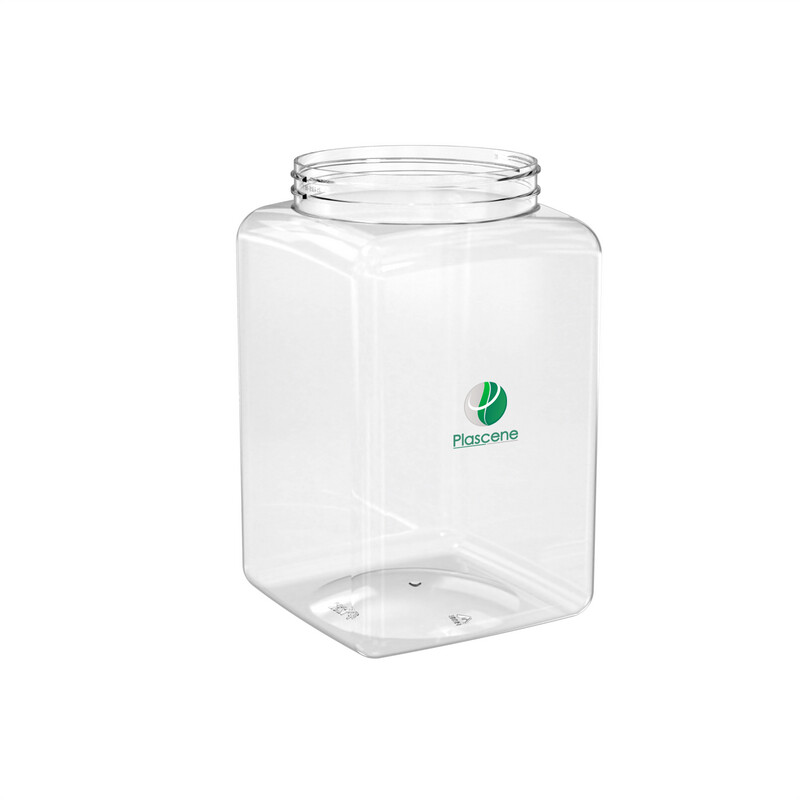 PET & rPET Square Jar, 125 Ounce, Neck Finish 120mm