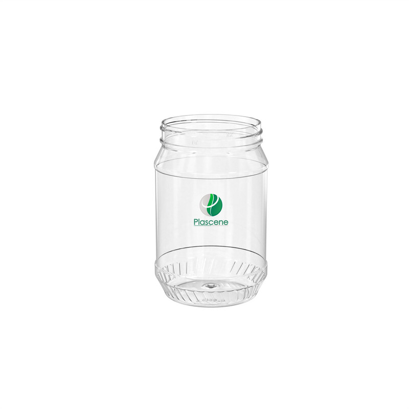 PET & rPET Scolloped Base Round Jar, 16 Ounce, Neck Finish 70mm