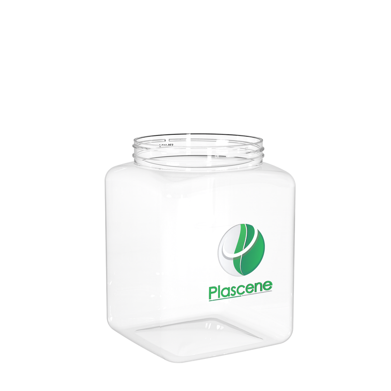PET & rPET Square Jar, 100 Ounce, Neck Finish 120mm