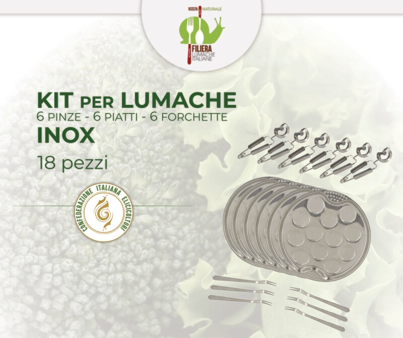 KIT PER LUMACHE - ACCIAIO INOX -  18 PEZZI -
