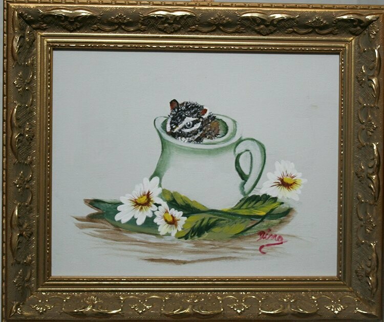 Painting - Chipmunk In Cup
