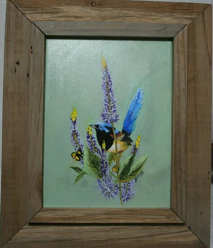 Painting - Black & White Bird On Lavender Branch