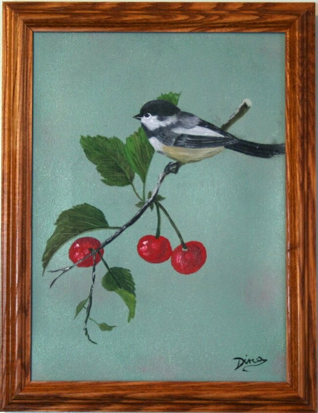 Painting - Bird On A Cherry Branch