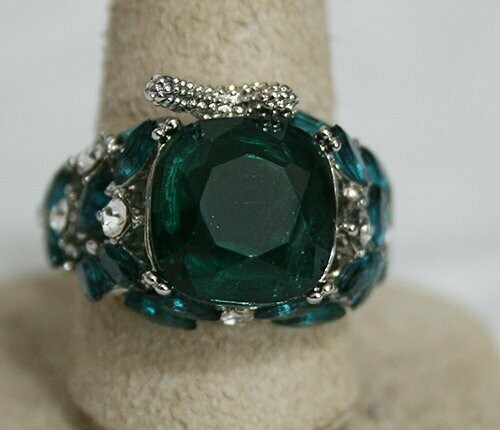 Ring: Ladies - Sterling Silver - Emerald Zircon - Size 7