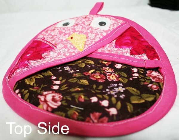Pot Holder - Bird - Pink/Brown/Floral
