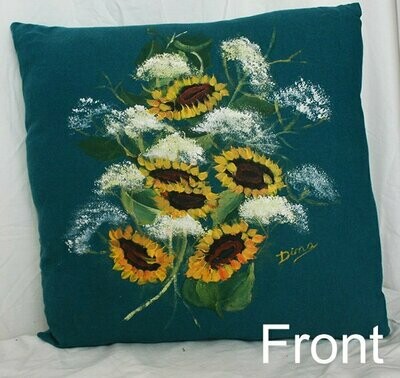 Pillow - Yellow Sunflowers - Green