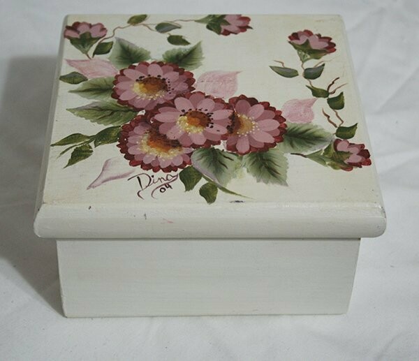 Box - Square - Light Yellow With Floral