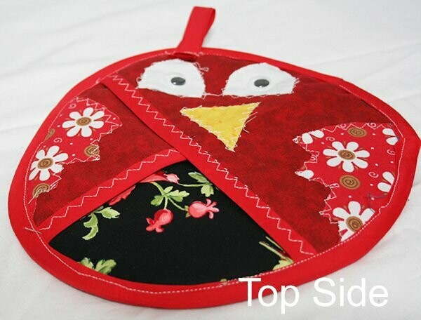Pot Holder- Bird - Red/Black