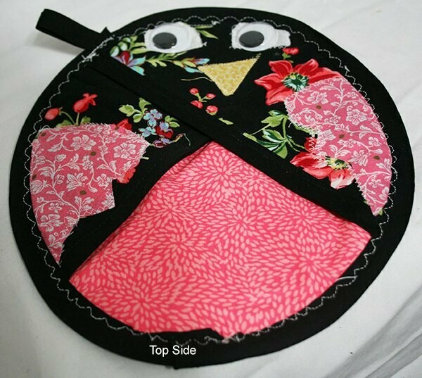 Pot Holder - Bird - Pink/Black
