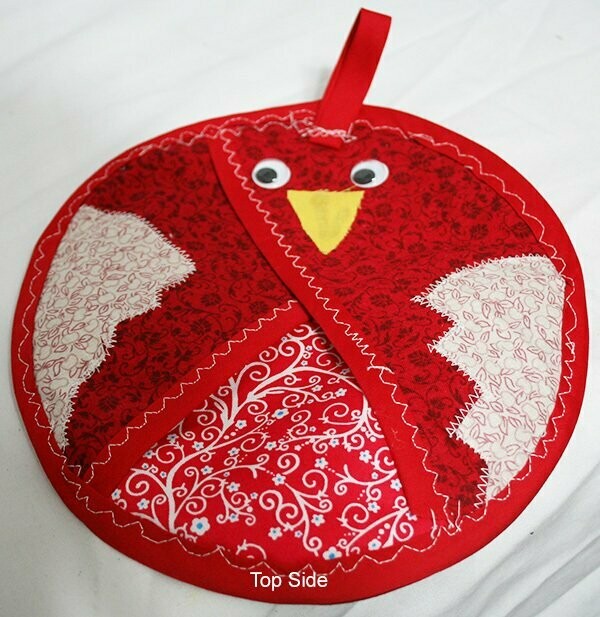 Pot Holder - Bird - Red