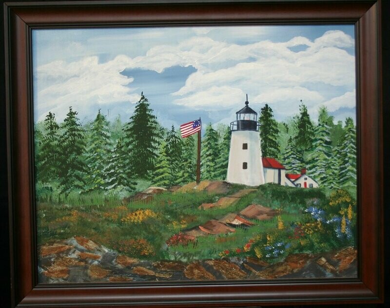 Painting - Lighthouse Among The Pines