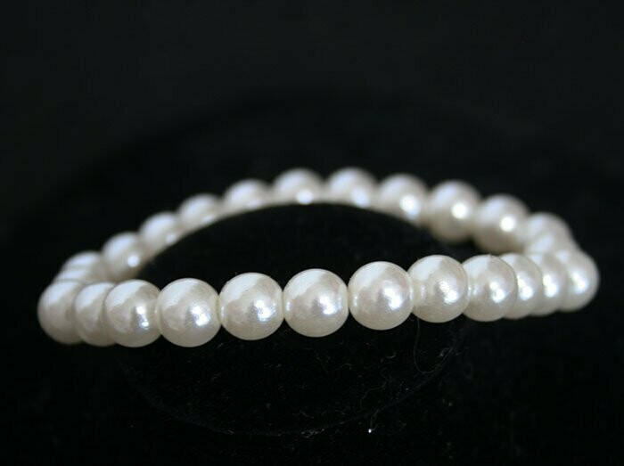 Bracelet - Fake Pearls - White