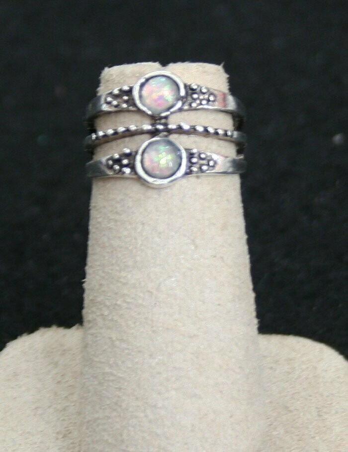 Ring - Silver - Double Opal - 4 1/2