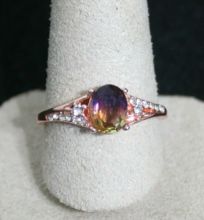 Ring - Woman's - 18k Rose Gold Filled - Stones - Size 9