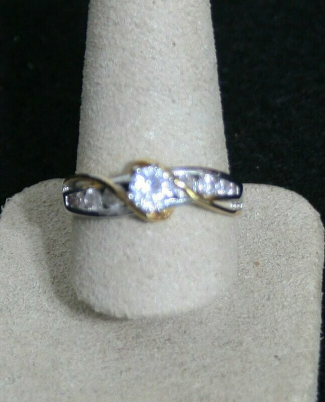 Ring - Woman's - Silver/Gold - Sapphire - Size 9