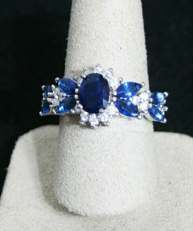 Ring - Woman's - Sterling Silver - Sapphire - Size 7 1/2