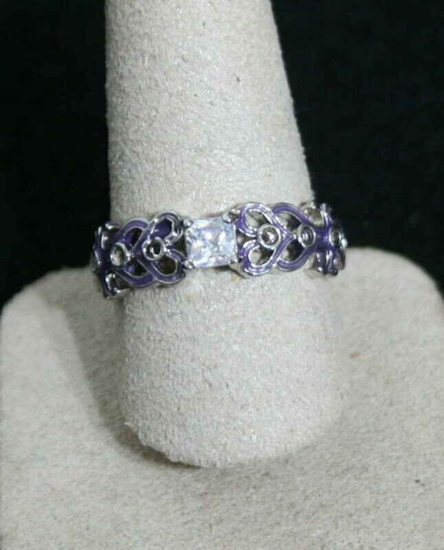 Ring - Woman;s - Sterling Silver - Crystal - Size 8