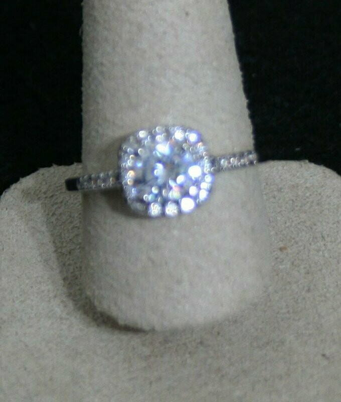 Ring - Woman's - White Gold Filled - Zirconia - Size 9