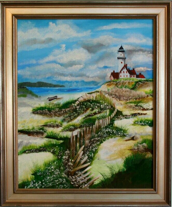 Painting - Lighthouse On Bluff