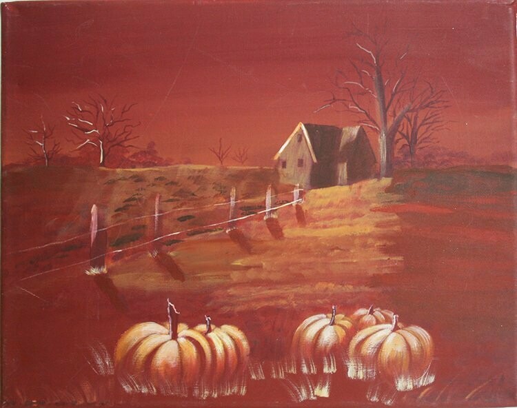 Painting - Pumpkins In Field